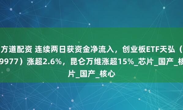 方道配资 连续两日获资金净流入，创业板ETF天弘（159977）涨超2.6%，昆仑万维涨超15%_芯片_国产_核心
